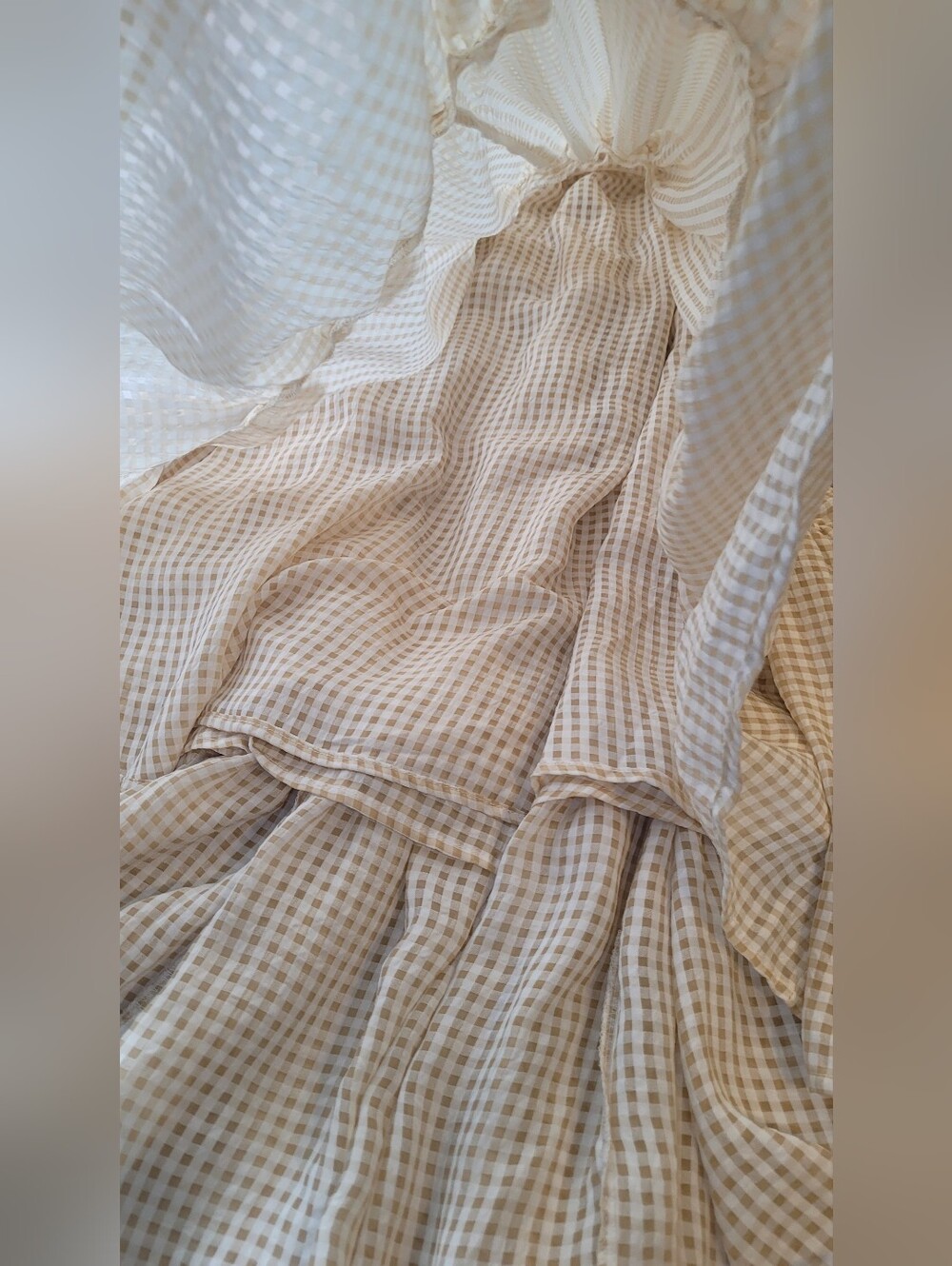 Mable Yellow Gingham Tiered Ruffle Midi Dress Medium/Large Excellent Condition - Picture 5 of 9